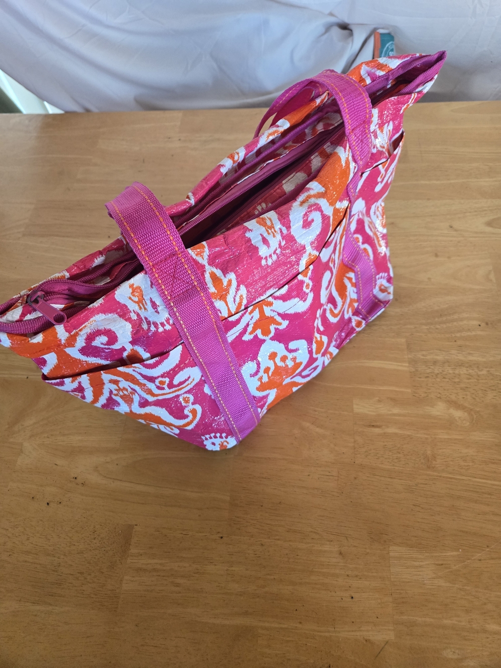 Bright Pink & Orange Patterned Tote Bag